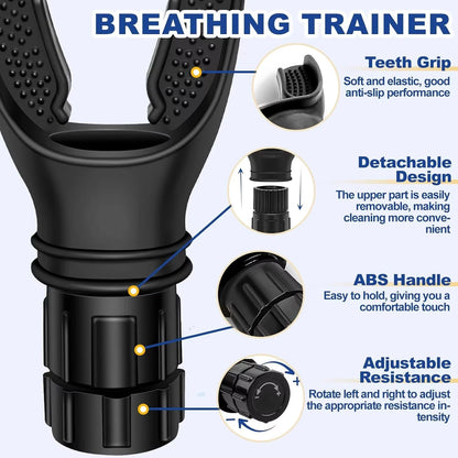 Breathing Trainer Lung Flexer Durable Fitness Exerciser Increases Lung Capacity Breath Adjustable Levels Respiratory Deep Breath